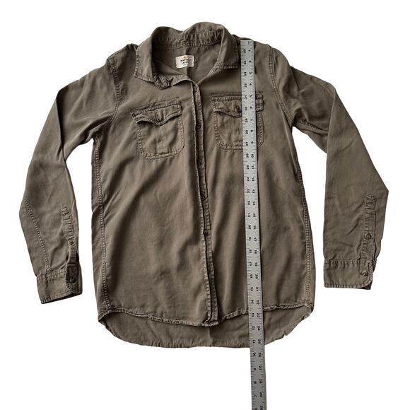 Marine Layer Lyocell Olive Khaki Long Sleeve Button Up Collar Shirt women XS - Picture 4 of 7